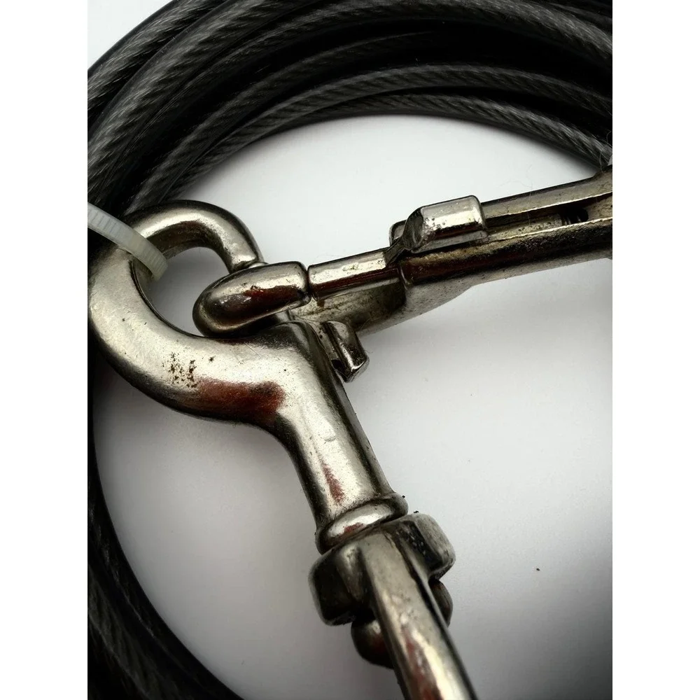 Heavy Duty Dog Tie Out Cable Steel Wire Vinyl Coated‎ Pet Tether w Swivel Snaps